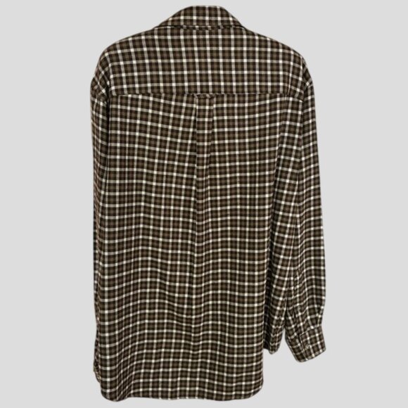 Arnold Palmar Brown Plaid Flannel Long Sleeve Button Down Shirt - Picture 2 of 11